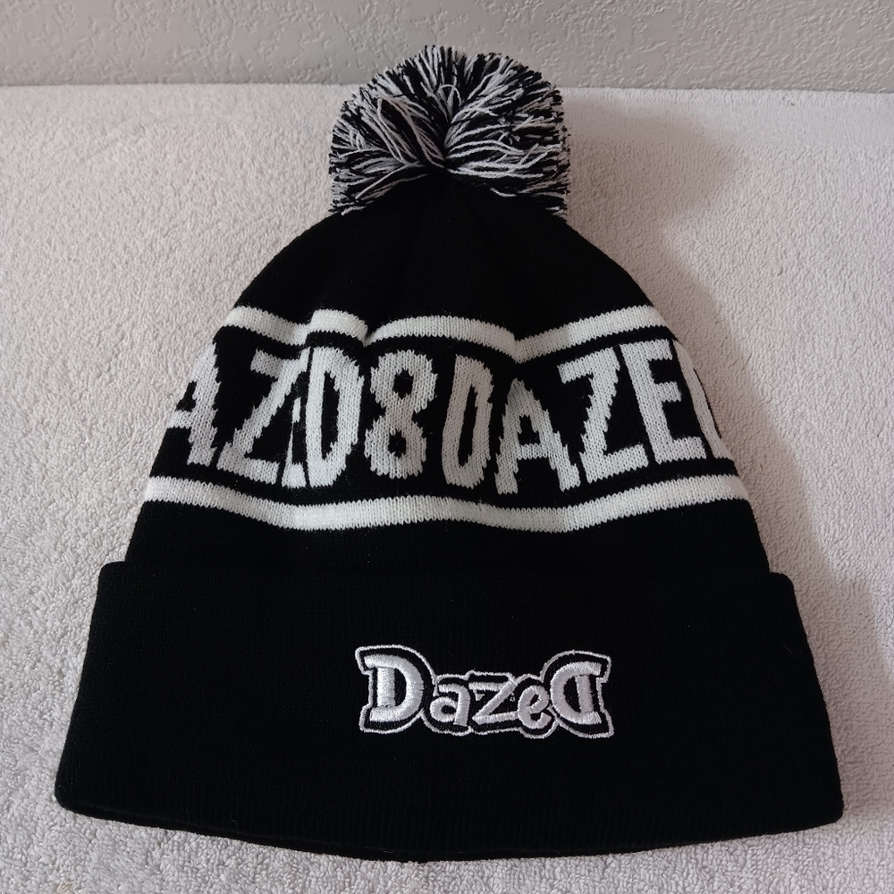 Dazed Black and White Pom Beanie